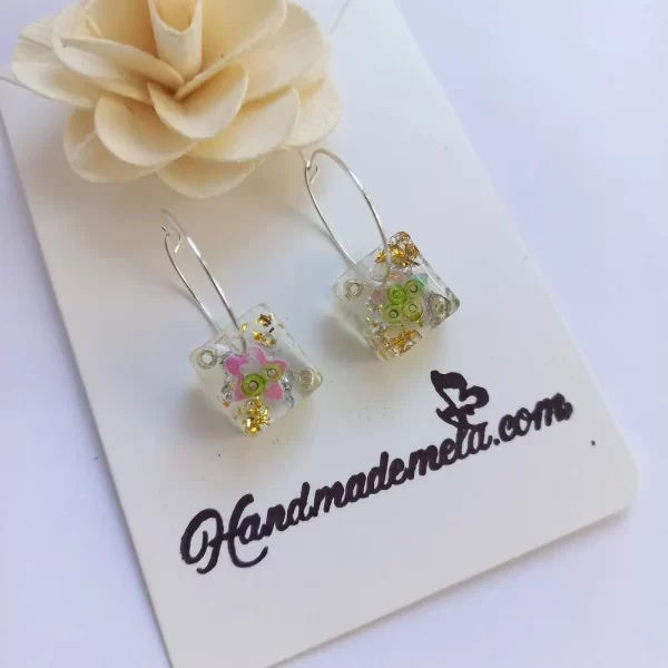 Handmade square resin earrings2