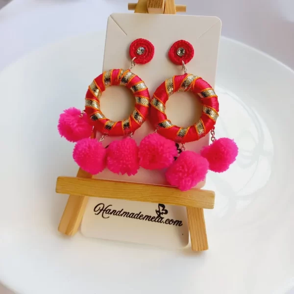 Pom pom handmade crochet earrings 4